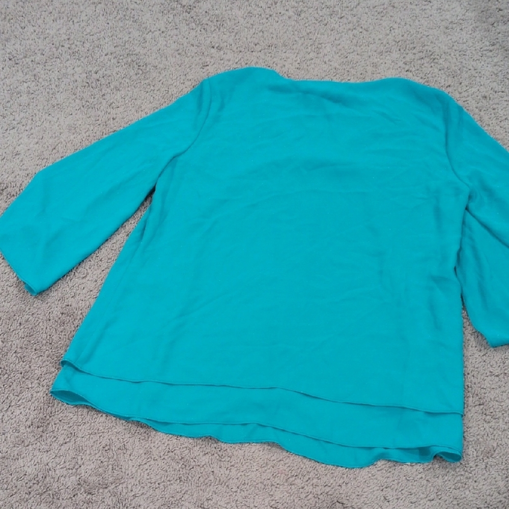 Joseph Ribkoff Turquoise V-Neck Blouse - Picture 7 of 7